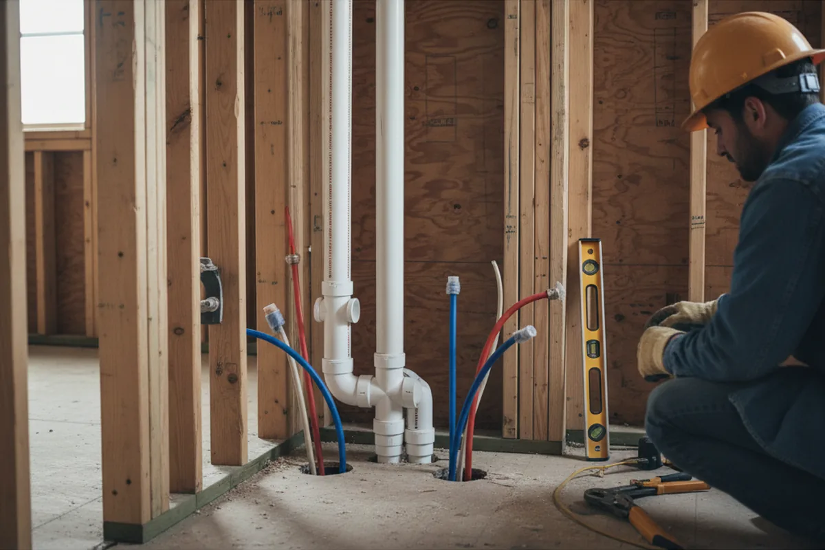 Drain and supply rough-in during Drain Cleaning in Mount Angel